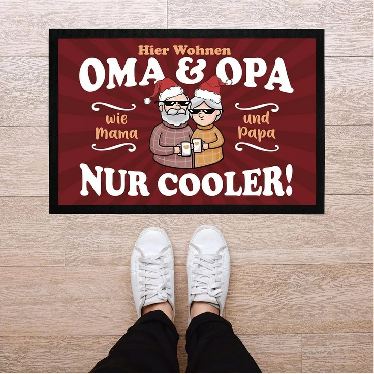 MoonWorks Fußmatte Fußmatte Geschenk Hier wohnen Oma und Opa Großeltern lustige, rechteckig – Bild 2