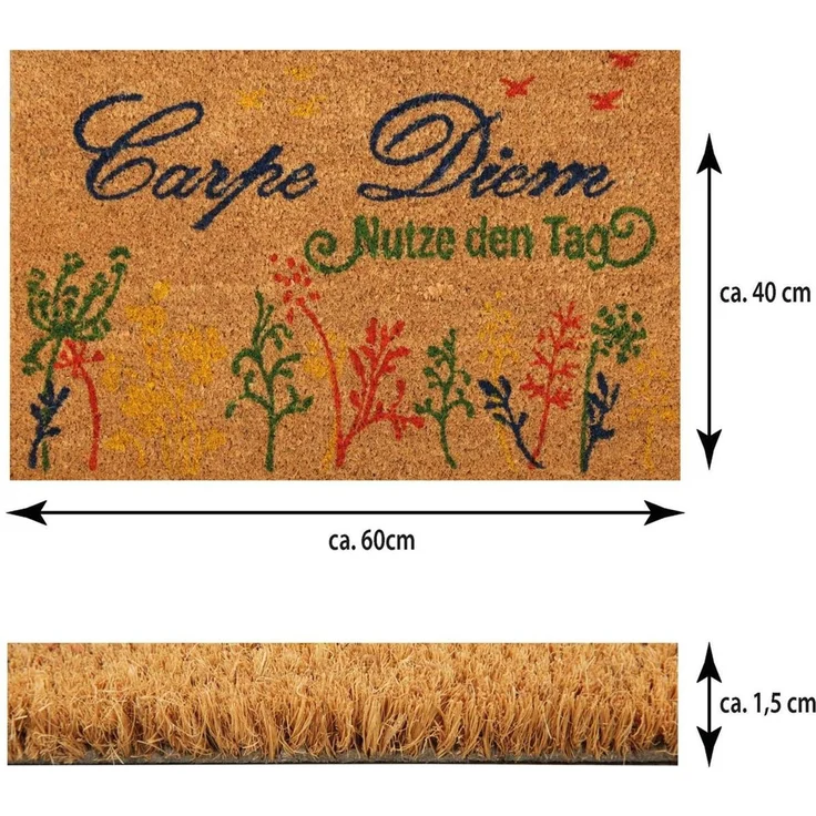 Bestlivings Fußmatte Kokos Schuhabtreter 40x60 cm ( Carpe Diem ), weitere Motive erhältlich – Bild 2