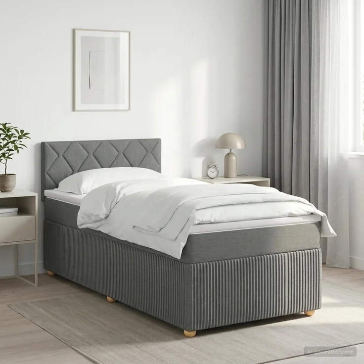 vidaXL Boxspringbett mit Matratze Dunkelgrau 80 x 200 cm Stoff 3451343 – Bild 1