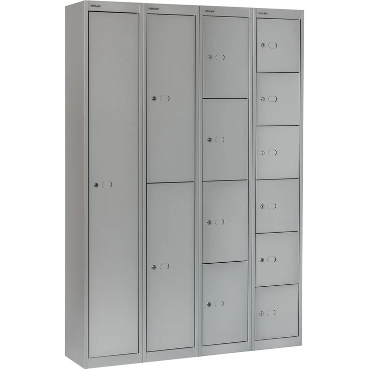 Bisley Garderobenschrank Office mit Schloss aus Stahlblech, 4 Fächer - Spind abschließbar für Sportzeug, Kleidung & Co. - Tiefe: 45,7 cm - Farbe: verkehrsweiß, CLK184-696 – Bild 8