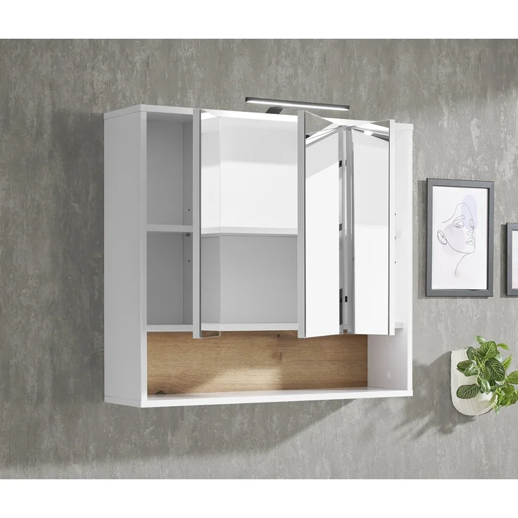 Badezimmer-Set >Liguria< (4-tlg.) in Weiß / Evoke Eiche Dekor - 220x191x40 (BxHxT) – Bild 8