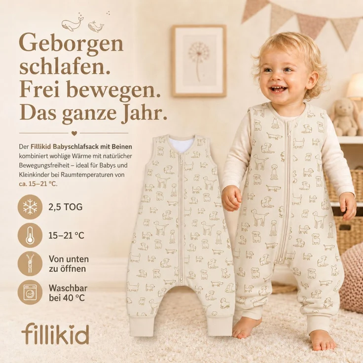 Fillikid Ganzjahres-Schlafsack mit Füßen Exklusiv – Bild 3
