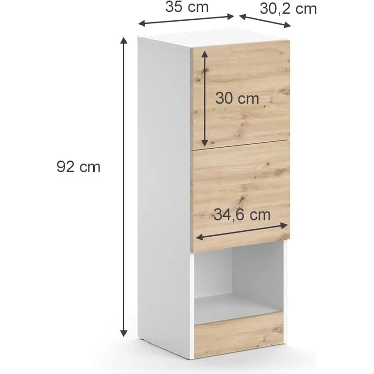 Midischrank Alf Weiß 35 x 92 cm mit 2 Schubladen Vicco – Bild 3