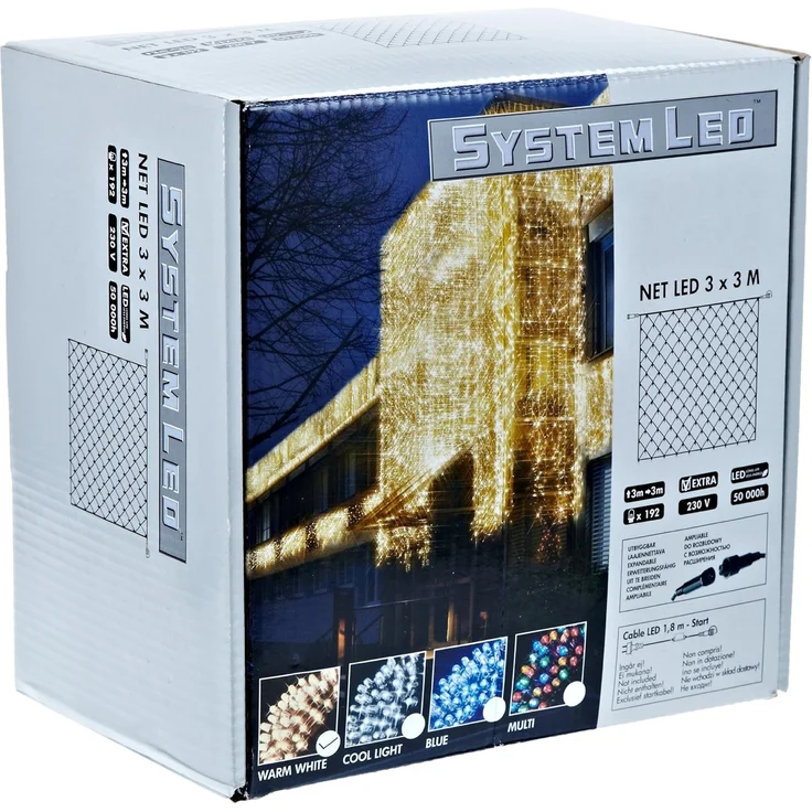 System LED "LED Lichternetz 3x3 m" 192 LED´s, warmweiß, IP44 – Bild 1