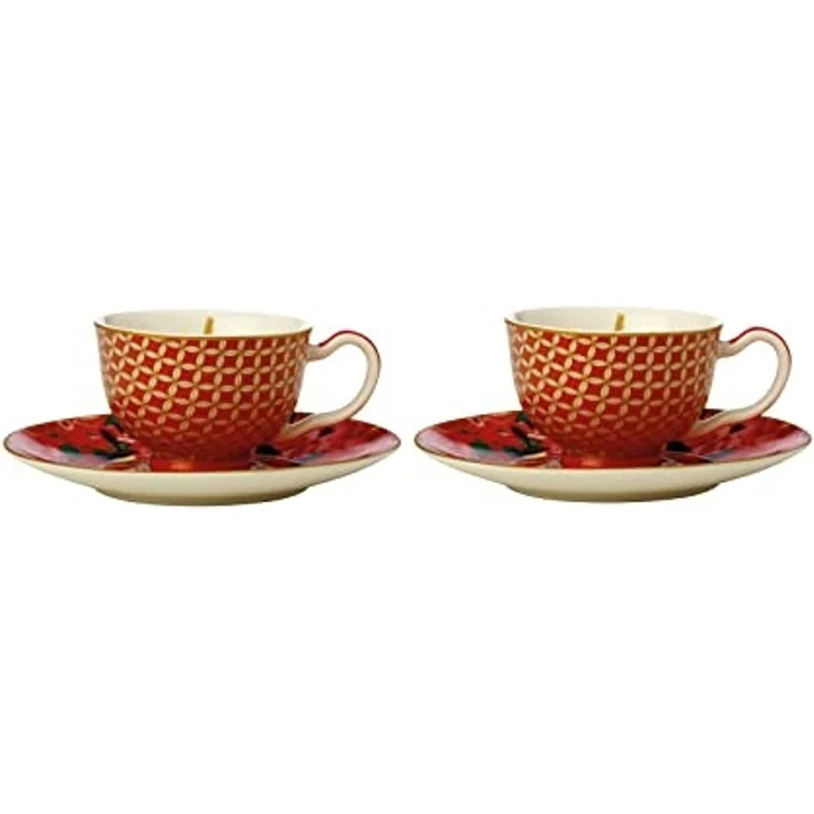 Maxwell & Williams HV0167 Espressotassen-Set 85 ml SILK ROAD mit Untertasse, Rot, Porzellan, in Geschenkbox – Bild 1