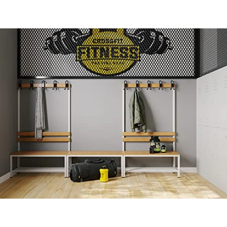 furni24 Bank Umkleidebank, Sitzbank für Umkleideräume mit Schuhrost BxHxT: 100 x 42 x 40 cm, Umkleidesitzbank, Umkleidebank, Garderobenbank, Sportbank, Bank mit Echtholz für Fitnessstudio – Bild 3