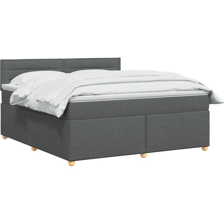 vidaXL Boxspringbett mit Matratze Dunkelgrau 180 x 200 cm Stoff 3451008 – Bild 3