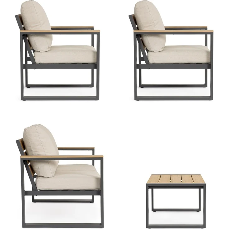 Garten-Set Orendra Aluminium, modern und wetterfest, 4er Gruppe, anthrazit beige, inkl. Kissen – Bild 8