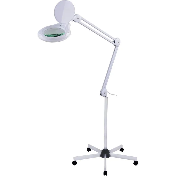 Semplix LED Lupen-Stehlampe 3D weiß (Linse 127 mm/dimmbar/Standfuß mit Rollen)