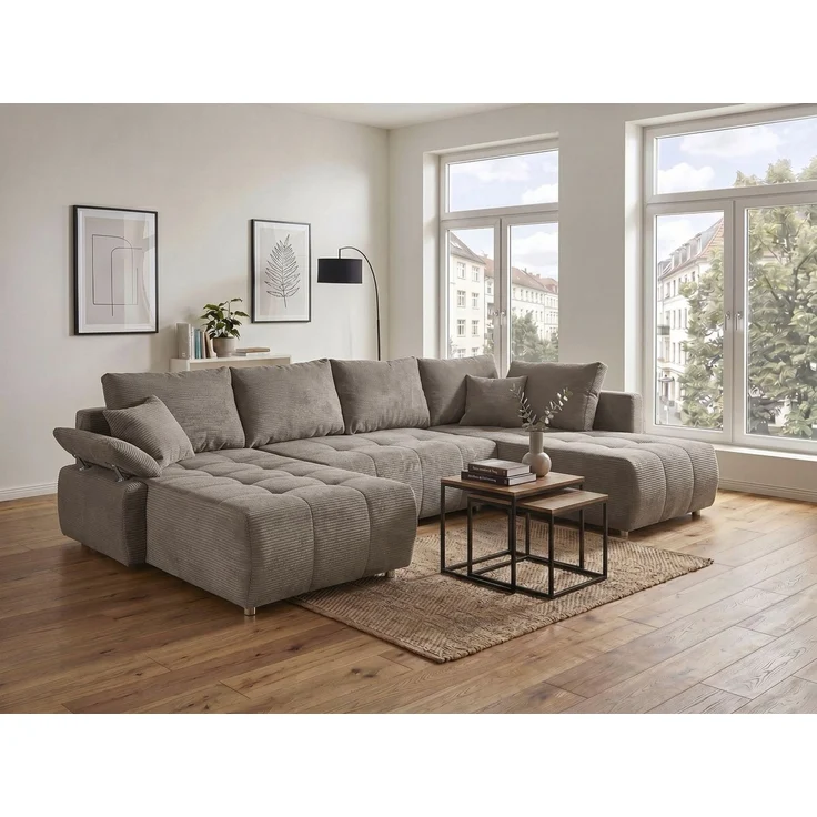 COLLECTION AB Wohnlandschaft Funtastic U-Form, B:288 cm, Schlaffunktion, Bettkasten, auch in Cord, Schlaffunktion, Bonnelfederkern, Rückenkissen, Armteilverstellung – Bild 2