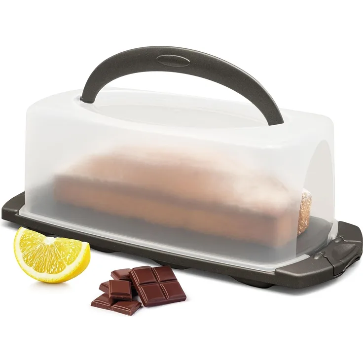 Hausfelder Kuchentransportbox Kuchentransportbox rechteckig (Kastenkuchen), Kunststoff, (Set, 1-tlg, 1 Box), Transportboxen mit Deckel