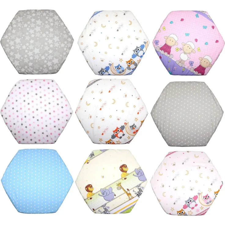Spannbettlaken für 6-eck Laufgitter Matratze 120x105 cm Baby Kinder Laufstall Baumwolle D34