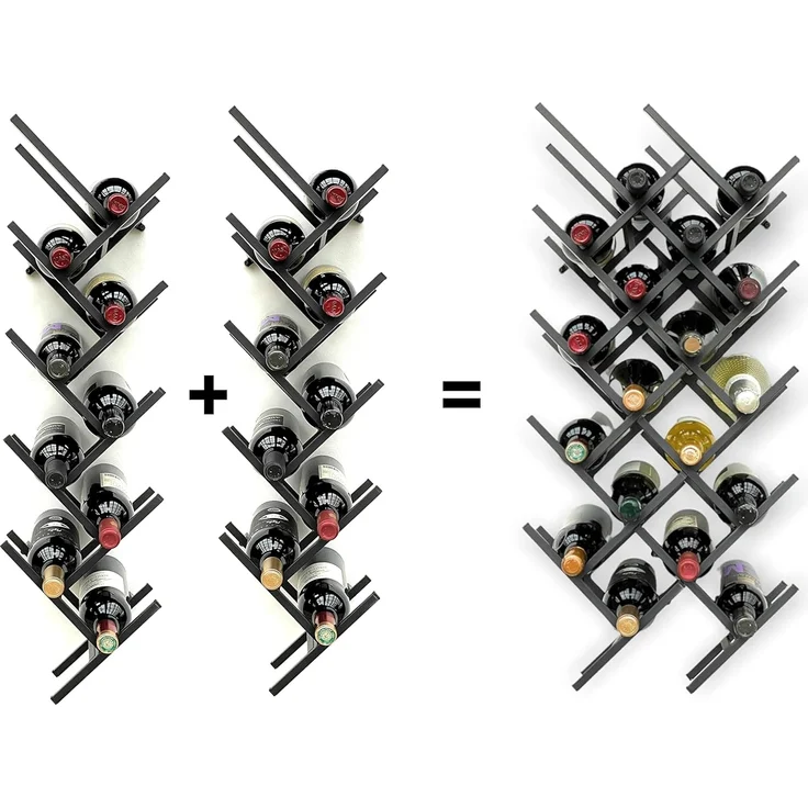 DanDiBo 2er Set Weinregal Metall Schwarz Wand erweiterbar für 18 Flaschen Acord Flaschenregal 96279 Flaschenständer Weinflaschenhalter Flaschenhalter – Bild 2