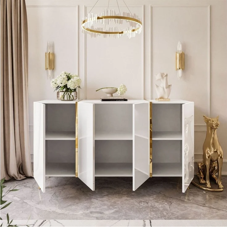 Lookway Kommode ONYX 4D mit goldenen Beinen, Breite: 158 cm – Bild 3