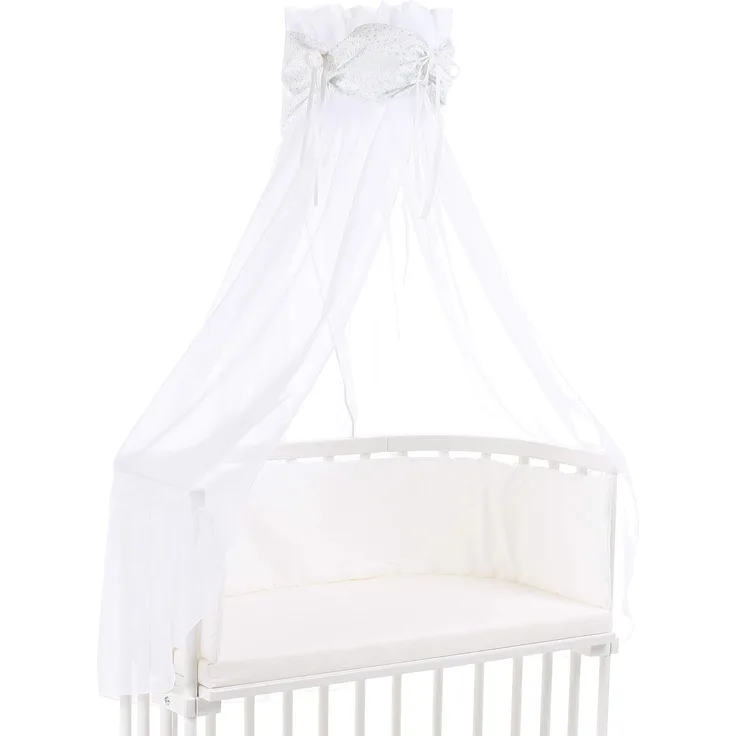 babybay Himmel Organic Cotton mit Schleife passend für alle Modelle, weiß Glitzersterne diamantblau