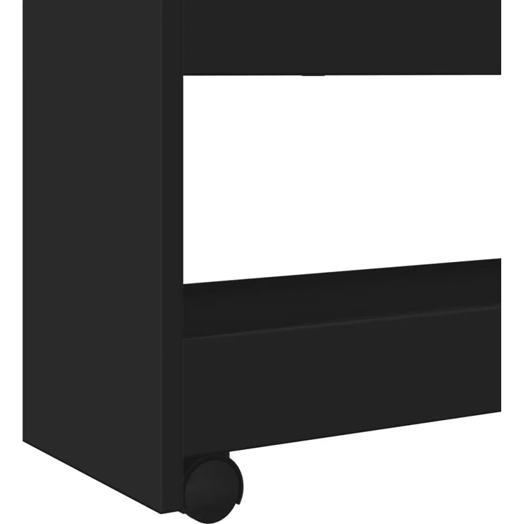 vidaXL Aufbewahrungswagen Schmal 4 Etagen Schwarz Holzwerkstoff 855260 – Bild 6