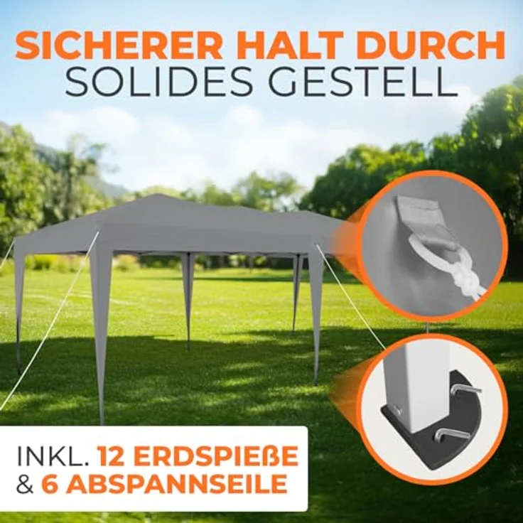 Kronenburg Faltpavillon wasserdicht Pavillon, Gartenzelt, 3x6 m - mit UV Schutz 50+, Grau – Bild 6