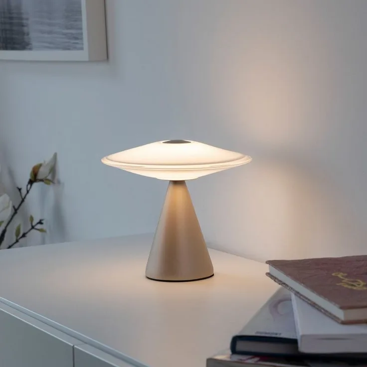 Paul Neuhaus LED Tischleuchte ELIPSA, Memoryfunktion, LED fest integriert, Warmweiß, Touchdimmer, Memoryfunktion, Opalglas