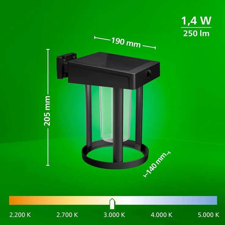 Solar Wandleuchte Camill UE 24 x 15 x 16,5 cm schwarz – Bild 8
