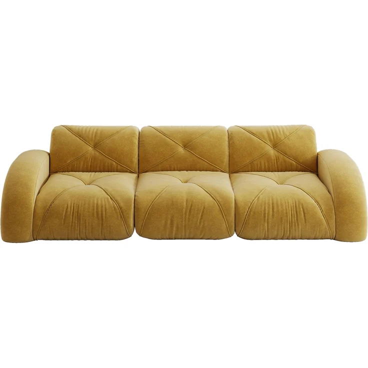 DESVIAE Sofa Dreisitzer ohne Innenrahmen aus Chenille Gelb, 281 x 95 x 76 cm – Bild 6
