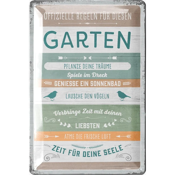 LANOLU Blechschild Regeln für Garten - 20x30cm – Metall – Mehrfarbig – 20151 – Bild 1