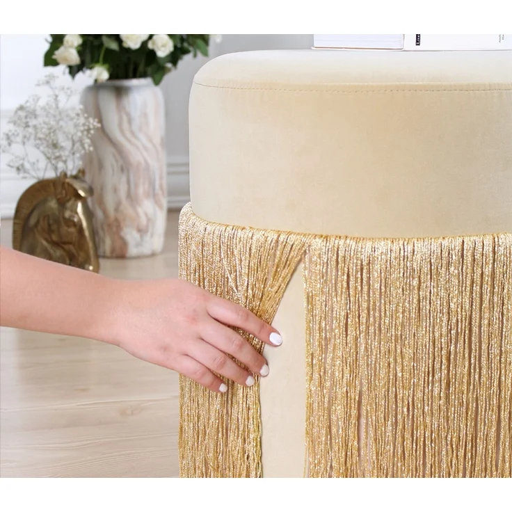Atelier Del Sofa Modern Gold Velvet Pouffe, 40 cm Height x 45 cm Depth | 100% Velvet, 6 cm Orthopedic Sponge, PVC Coated Hidden Legs | Stylish & Functional Seating, 150 kg Capacity – Bild 4