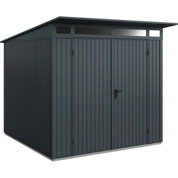 Hörmann Ecostar Metall-Gerätehaus Trend mit Pultdach Typ 2, 238x238 cm , anthrazitgrau, 5,7 m²,2-flüglige Tür