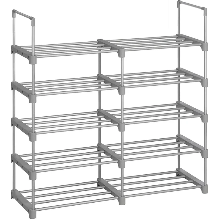 SONGMICS Schuhregal mit 10 Ebenen, offener Schuhschrank hoch, Schuhständer schmal, Schuhaufbewahrung, aus Metall, platzsparend, für Ankleidezimmer, Flur, 30 x 45 x 174 cm, grau – Bild 6