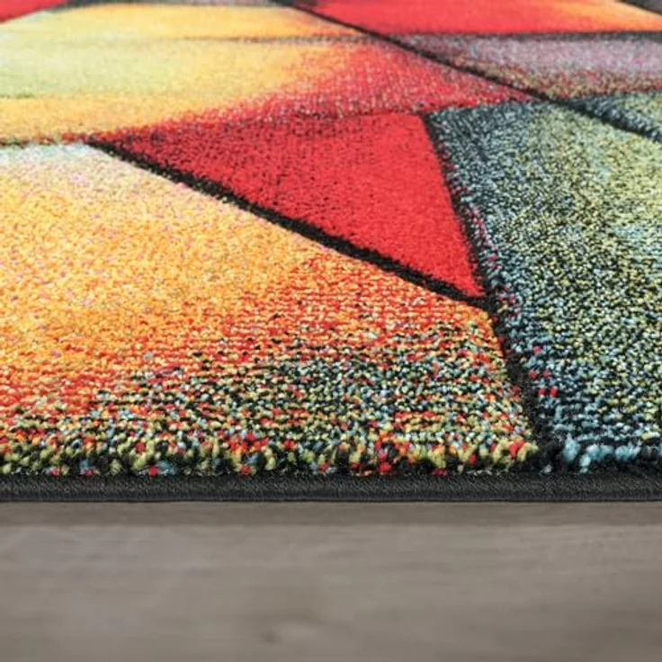 Paco Home Teppich Wohnzimmer Kinderzimmer Kurzflor Moderne 3D Optik Kariert Geometrische Muster, Grösse:80x300 cm, Farbe:Bunt 6 – Bild 4