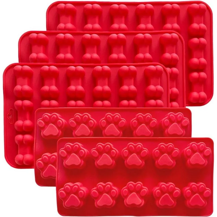 mixed24 Backform Knochen Pfoten Hundekekse Hundeleckerlis Hundeeis Eisform für Hunde, (5-tlg), geeginet für den Backofen und Gefrierfach