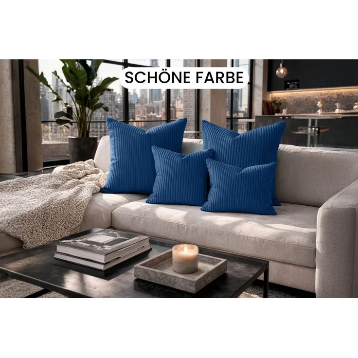 Amilian Dekokissen Sofakissen 4er Set mit Füllung - 2x 45x45 + 2x 35x45 cm, Hotelverschluss, waschbar, formstabil – Bild 4