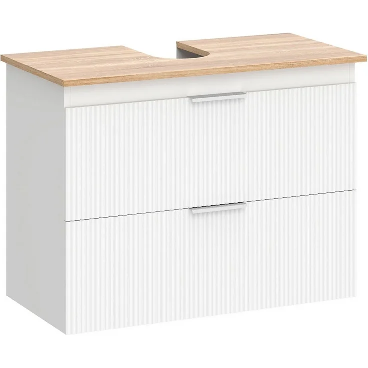 MC Star Waschbeckenunterschrank Bad-Unterschrank 80cm Weiß, 2 große Schubladen, mit/ohne Sockel – Bild 1