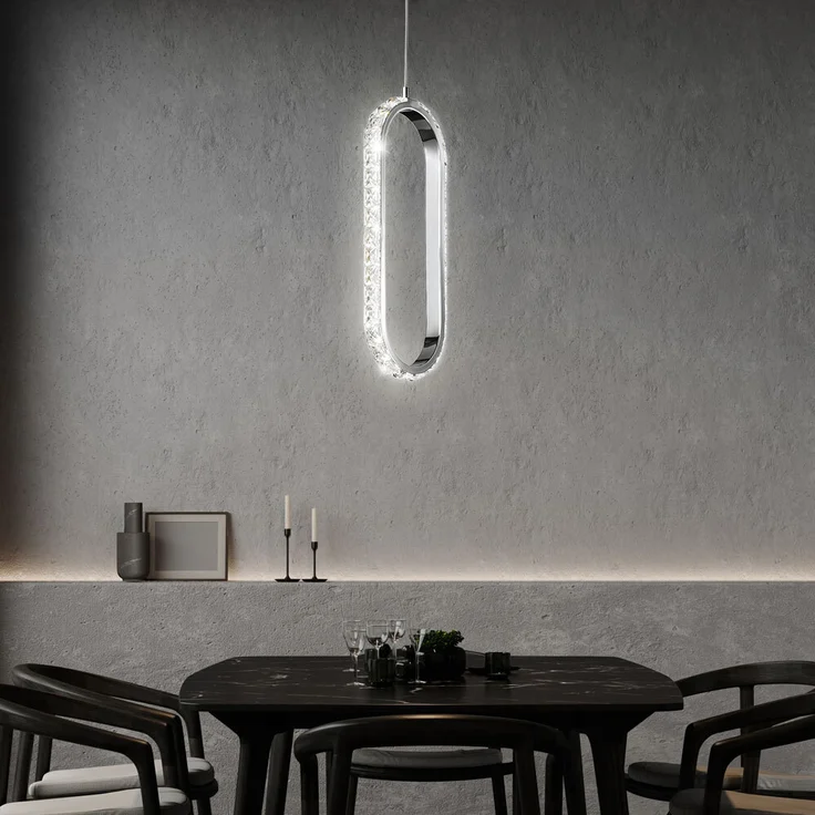3er Set LED Hängeleuchte, Chrom, verstellbar, Dimmbar, H 150cm – Bild 8
