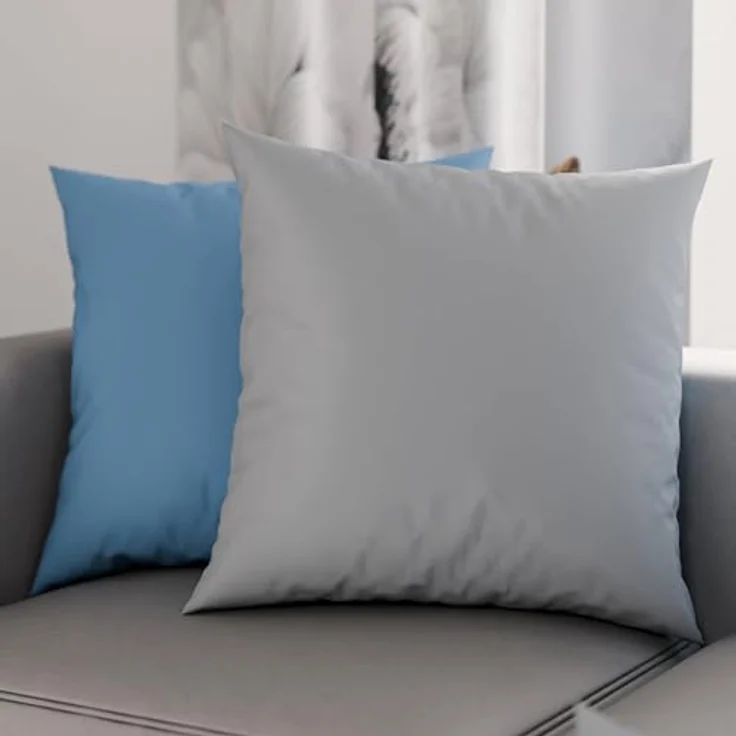 PETTI Artigiani Italiani - 2er-Set Kissenbezüge 50x30 cm aus Mikrofaser, Dekokissen-Bezüge für Schlafzimmer und Sofa, Set mit 2 Kissenhüllen, Wende-Kissenbezug Double-Face Hellblau Hellgrau – Bild 1