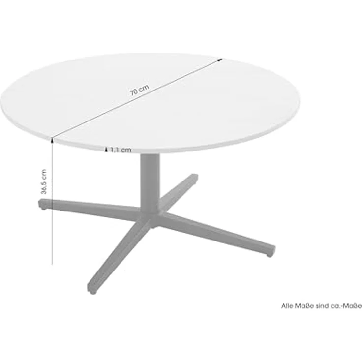 byLIVING Couchtisch Cup/Tischplatte in weiß, Gestell in schwarz/Wohnzimmertisch, Sofatisch, Beistelltisch/Maße: B 70, H 36,5, T 70 cm – Bild 3