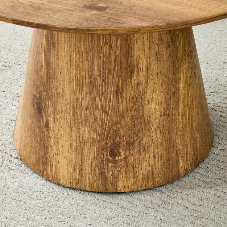 Runder Kaffeetisch in Naturholzoptik (MDF) – 60 cm Durchmesser, 35 cm Höhe. Mit hochwertiger Holzdekorfolie – als Beistelltisch im Wohnzimmer,kleiner Tisch für den Balkon u.v.m.--Holz--60x60x35cm--YOUDENOVA – Bild 7