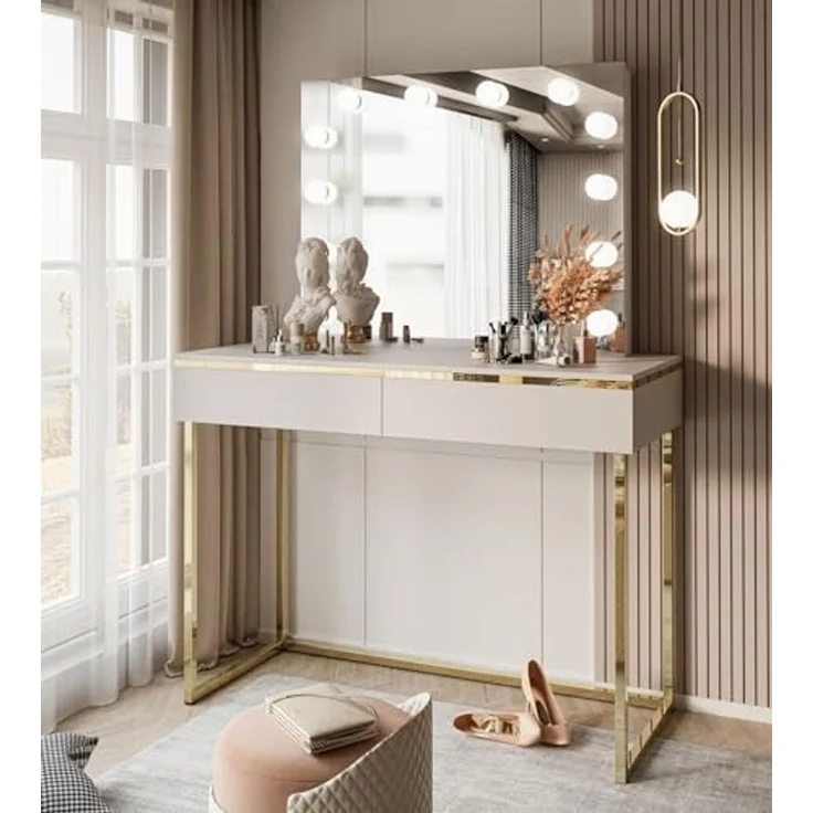 Lookway Schminktisch AURORA GOLD ELITE Kaschmir mit Spiegel – Bild 2