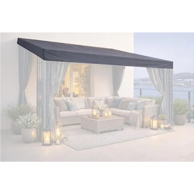 QUICK STAR Ersatzdach Anbaupergola 3x4m, anthrazit, 100% Polyester mit PVC-Beschichtung, inkl. Ablaufösen – Bild 2