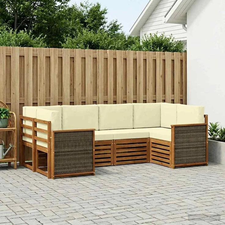 vidaXL Outdoor-Sofagarnitur 6 stk. 6-Sitzer Natur und Creme 3384766 – Bild 1