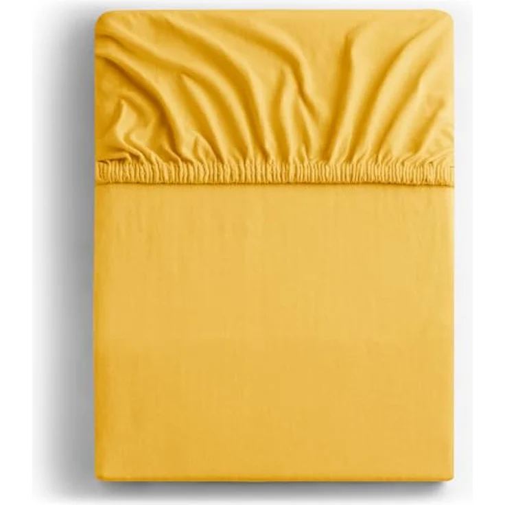 DecoKing Spannbettlaken 120x200 140x200 cm 100% gekämmte Baumwolle Gelb Spannbetttücher Jersey Boxspringbett Amber 120x200 140x200 – Bild 3