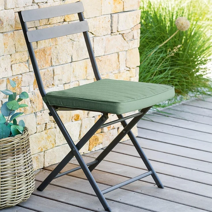 Hespéride - Stuhlkissen mit Klettverschluss Korai Olivgrün - 40 × 40 × 4 cm - Polyester - Olivengrün – Bild 6