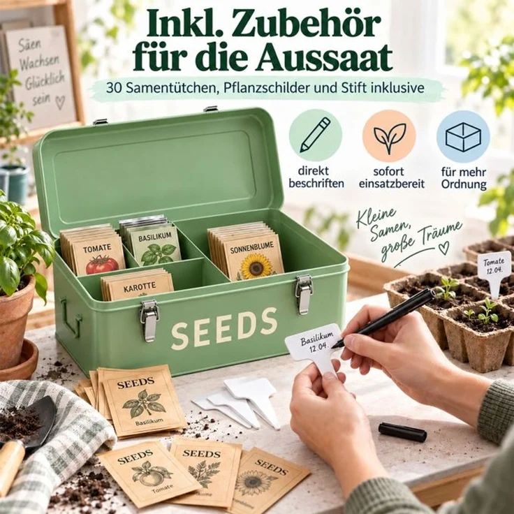 Relaxdays Saatgut Aufbewahrungsbox mit Zubehör – Bild 6