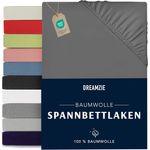 Dreamzie - Spannbettlaken 90x200 cm - Baumwolle Oeko Tex Zertifiziert - Anthrazitgrau - 100% Jersey Bettwäsche 90x200