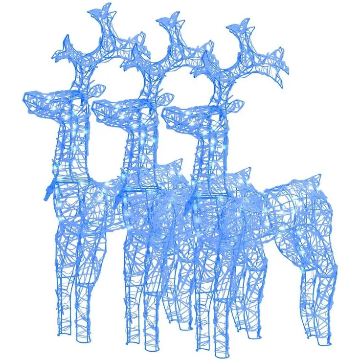 vidaXL Rentiere Weihnachtsdekoration 3 Stk. 60x16x100 cm Acryl 3154367