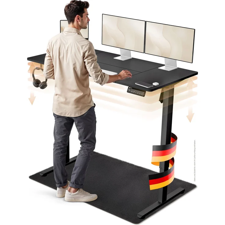 LUTIVO Foxtrot, Höhenverstellbarer Schreibtisch Elektrisch, Memory-Funktion und Kabelmanagement, 120 x 60 cm, Schwarz/Schwarz – Bild 4