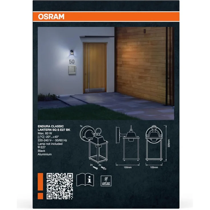 OSRAM LED-Außenwandleuchte, Endura Classic Lantern Cylinder, IP43, schwarz – Bild 3