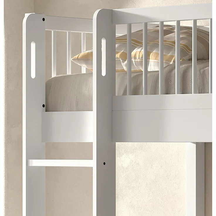 Etagenbett >Buche Massiv< Rollrost, 2x 90x200cm, Buche massiv weiß - 207,5x175,4x104,9cm (B/H/T) – Bild 2