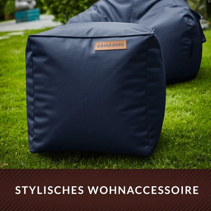 Green Bean® Sitzhocker aus Kunstleder - Pouf mit EPS Perlen Füllung - 40 x 40 cm - perfekte Ergänzung zum Sitzsack - Dunkelblau – Bild 8