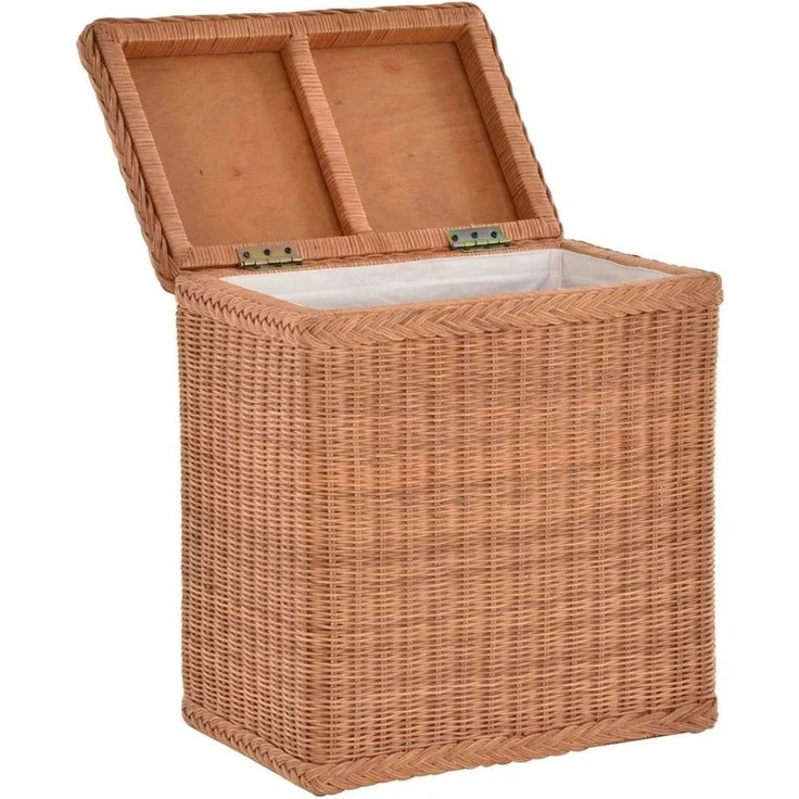 Krines Home Wäschekorb Rattan Wäschebox mit Deckel Wäschetruhe Wäschekorb Wäschesammler, mit Inlett Korb zur Aufbewahrung – Bild 3