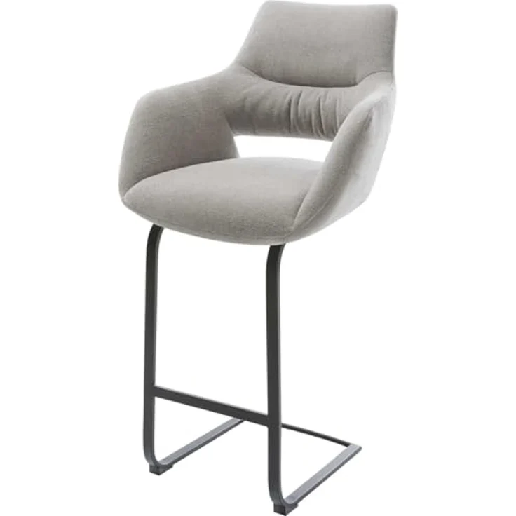 Barstuhl Yago-Flex Strukturstoff Soft Grau Freischwinger Flach Metall Schwarz Taschenfederkern – Bild 1